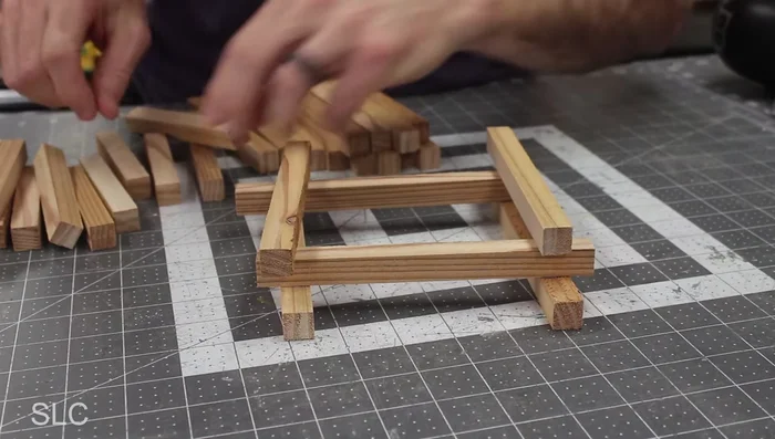 Combine the squares, aligning the nicest sides to the front.