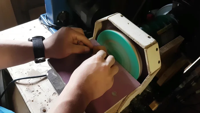 Straighten the edges using a band facer, disc sander, block plane, and sandpaper.