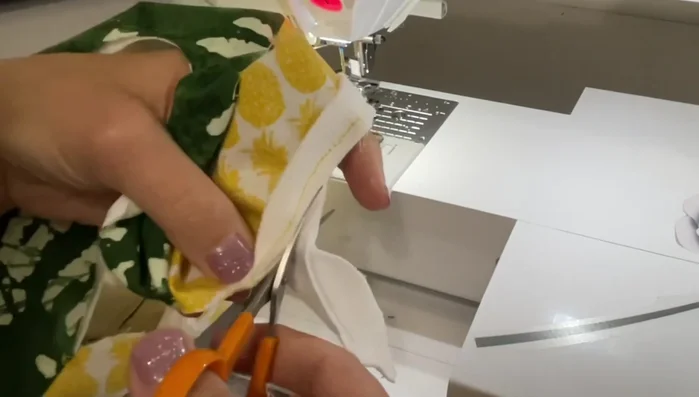 Trim excess rib knitting.