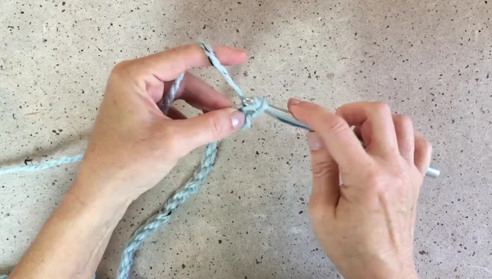 Row 3: Chain 1, turn, hdc in the front third loop across.