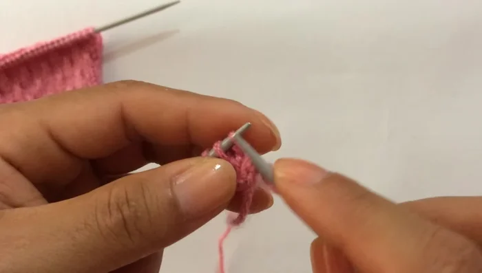 Row 5 (Right side): Knit the first stitch through the back loop, then knit all stitches.