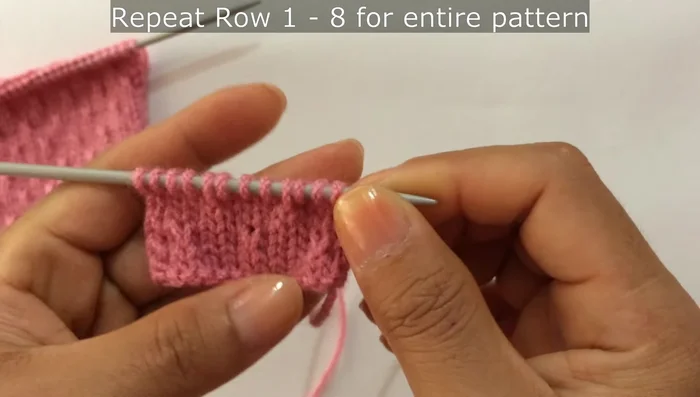 Repeat rows 1-8 until desired length is reached.