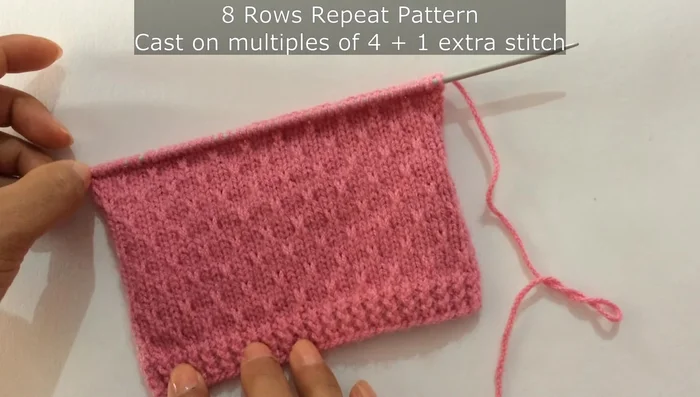 Cast on a multiple of four stitches plus one.