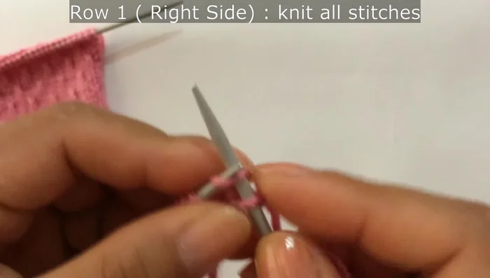Row 1 (Right side): Knit all stitches.