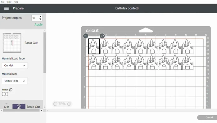 Select your cardstock material (glitter or regular).