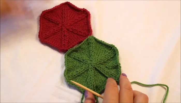 Block (wet and shape) the hexagon to even out the stitches and create a neat finish.