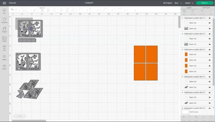 Attach elements destined for the same cardstock sheet.