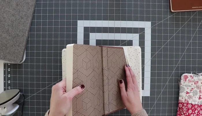 Insert journal: Insert the journal into the finished cover, tucking it into the pockets.