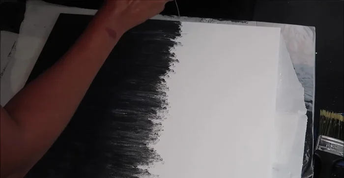 Apply liquid glass (or resin/Mod Podge) to the canvas to act as an adhesive for the glitter and crushed glass.