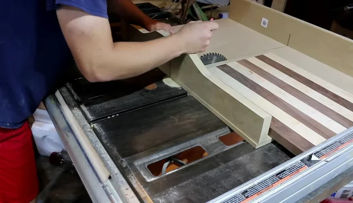 Glue up the strips, rotating every other strip 180° for the checkered pattern. Carefully align the edges during clamping.