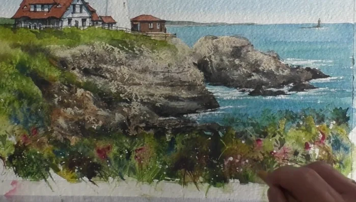 Add final touches and splattering with dark green.