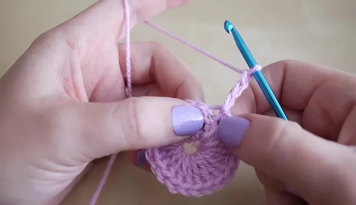 Join with a slip stitch to the top of the third chain from the beginning chain three.