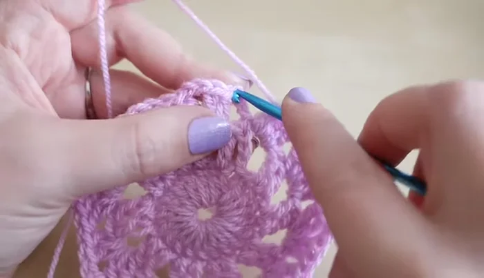 Join with a slip stitch to the top of the third chain from the beginning chain three.