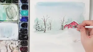 Easy Snowy Landscape Watercolor Painting Tutorial