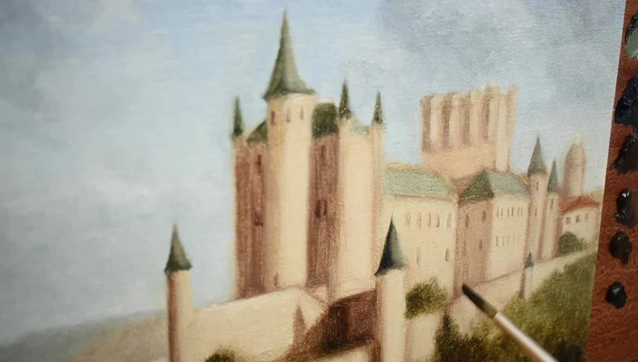 Add more details to the foreground foliage and trees.