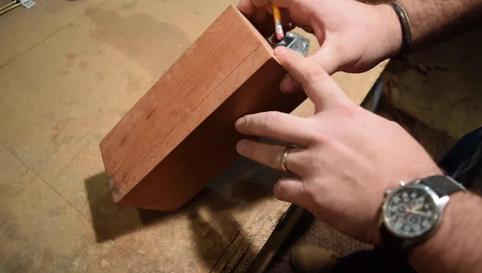 Cut the Top: Cut the top piece from the cherry block, ensuring alignment with the grain.