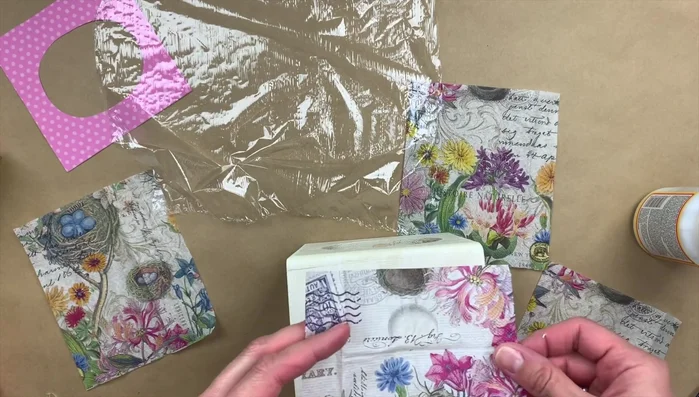 Repeat step 3 for all four sides of the box. Allow each section to dry for 15-20 minutes before applying another layer of Mod Podge. It's best to do two adjacent sides, let them dry, then do the other two.