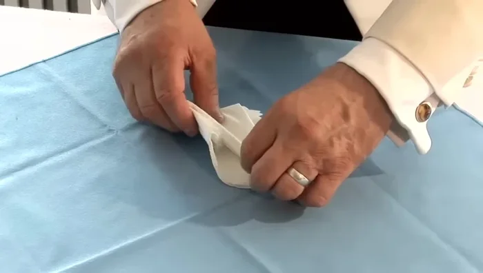 Fold the top section down to create the back of the swan. Use the initial crease line as a guide.