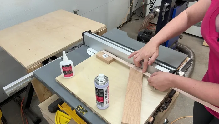 Pre-drill and secure: Pre-drill a hole and screw the Maple strip to the angled support to prevent it from moving.