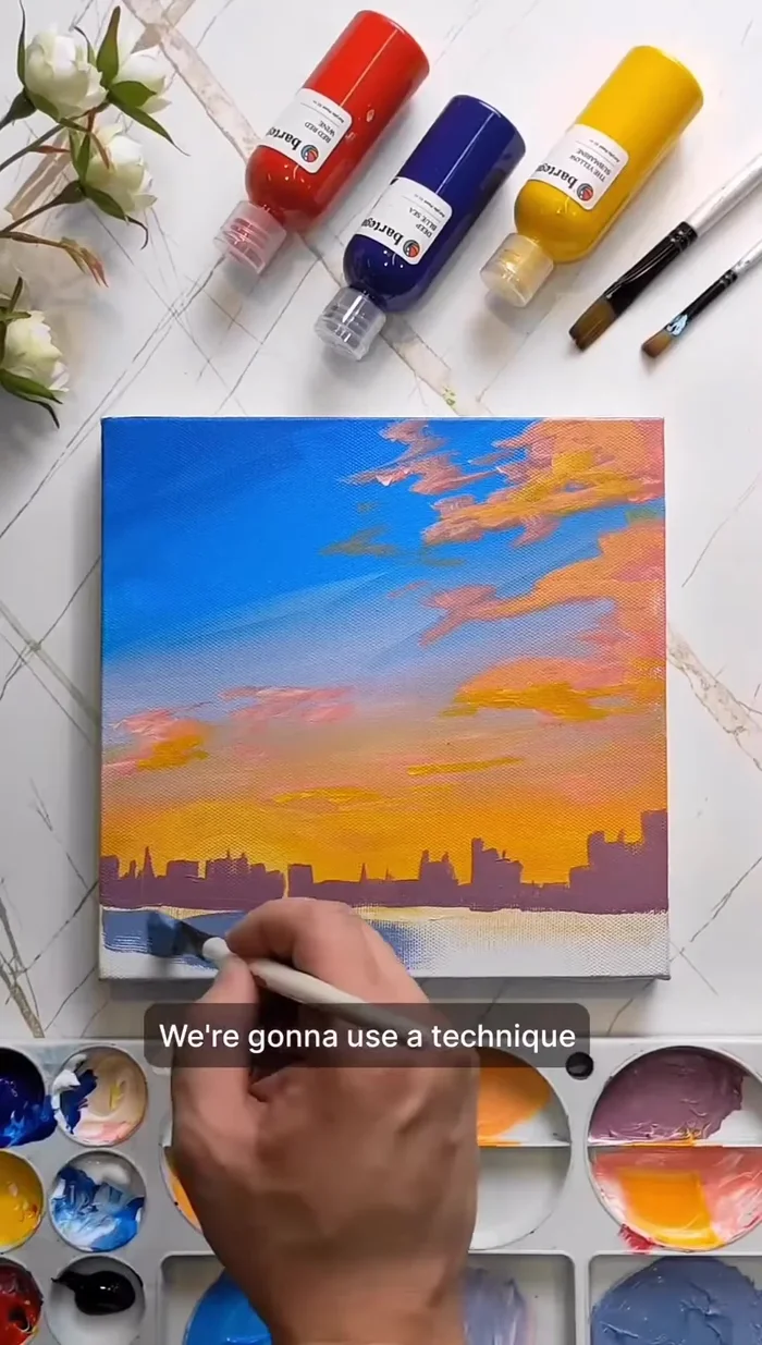 Add details to the buildings and Eiffel Tower using pastel yellow.