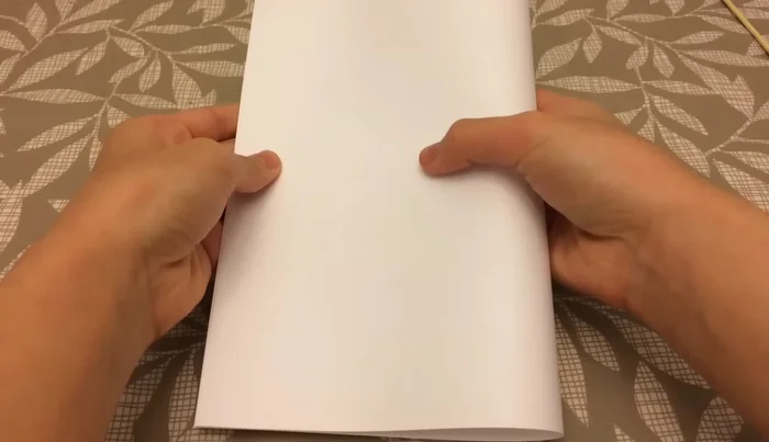 Take one half, fold it in half horizontally again, and crease.