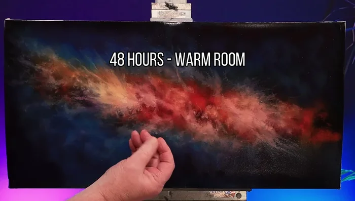 Create stars and nebulae: Using a cocktail stick and very diluted white paint, create tiny dots and larger, fainter nebulae with cotton buds. Adjust brightness with cotton buds as needed.