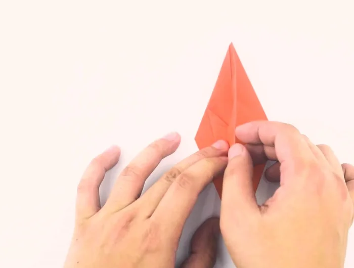 Fold the entire right flap over the central line like turning a book page. Repeat on the other side.