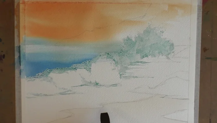 Light Reflection: Add a watery orange to the rocks to reflect light from the sky.