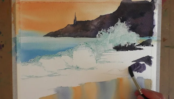 Light Reflection: Add a watery orange to the rocks to reflect light from the sky.