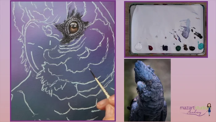 Create a final highlight with pure white, using small taps to avoid covering the underlying colors.