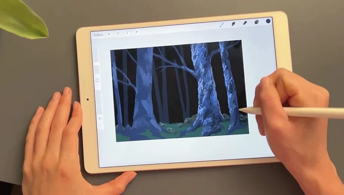 Add highlights to grass with a lighter color.