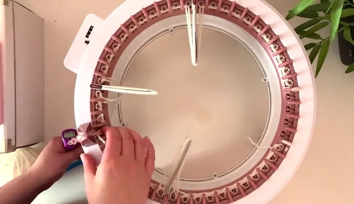 Knit 180 rows using the roll counter, handling extenders carefully.