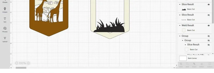Unhide the frame and work on the grass. Resize the grass, slice to eliminate gaps, weld, and change the color. Move to the front, align, and group.