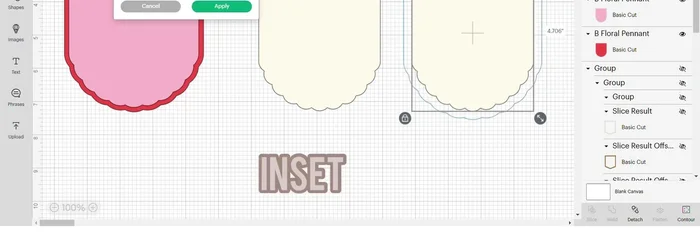 Import a half-banner shape, duplicate the first banner part, position together, align at the top, and slice. Delete everything but the small banner part. Move this to the front and weld.