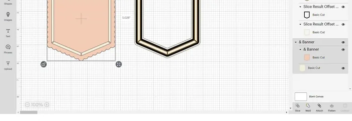 Group the frame and delete the top banner, leaving the bottom contour. Hide all and change the color.