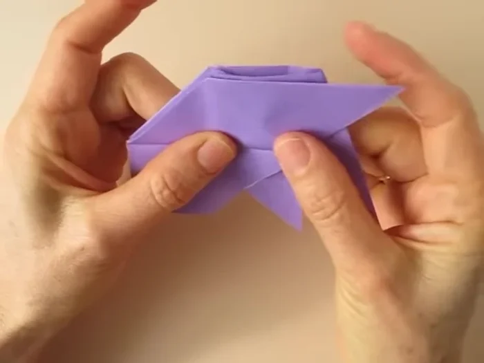 Blunt the leg by aligning lines and reversing folds. Fold the white points.