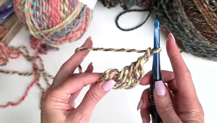 Chain two. Work three more trebles in the ring.