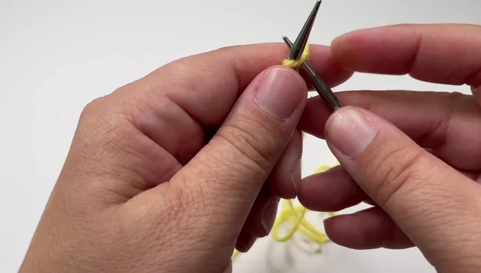 Knit 13 rows of garter stitch (knit every stitch).