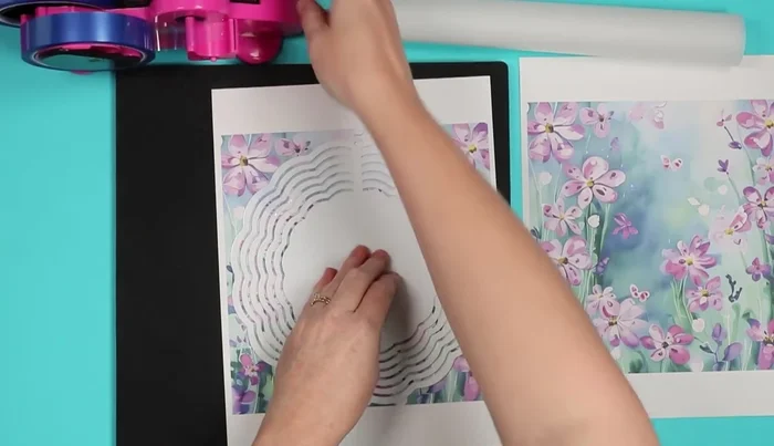 Sublimate: Press the wind spinner using a heat press or easy press at 385 degrees for 3 minutes and 45 seconds, applying medium pressure. Protect the entire surface with the press.