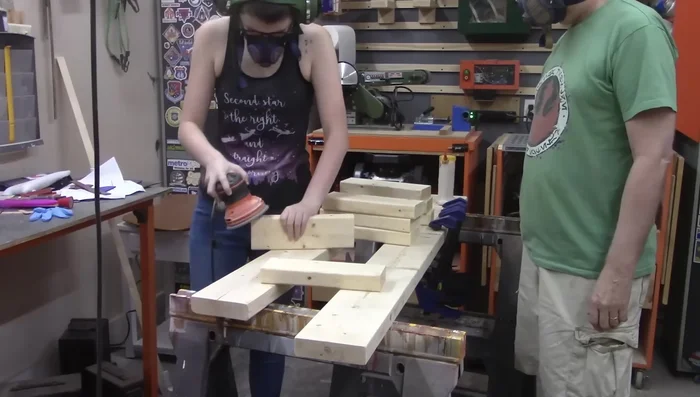 Sand the header and footer boards.