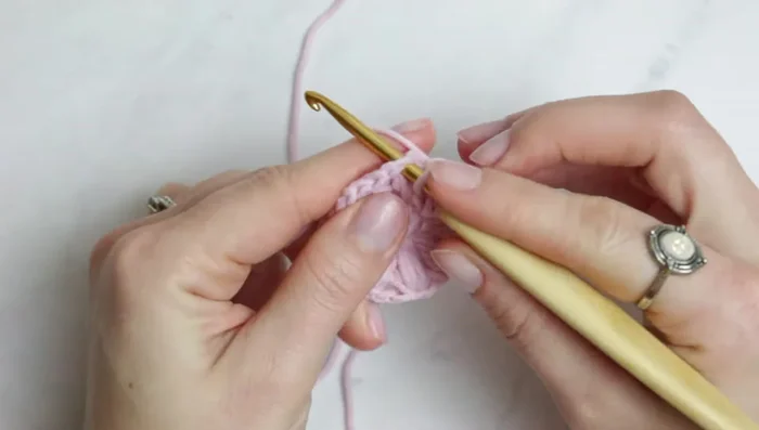 Join the rows with slip stitches. 