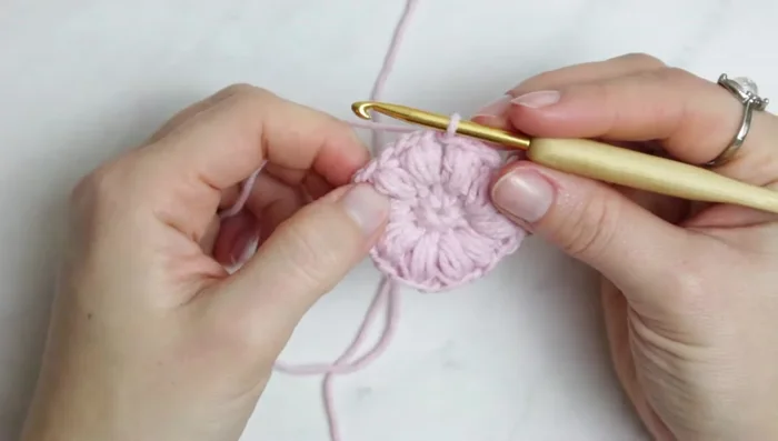 Join the rows with slip stitches. 