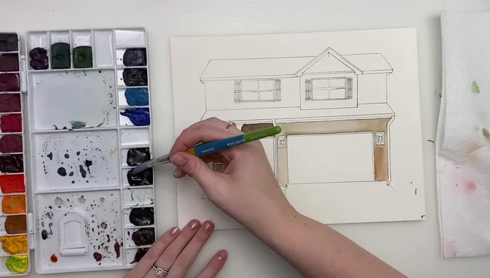 Adding a very light gray wash to the garage.