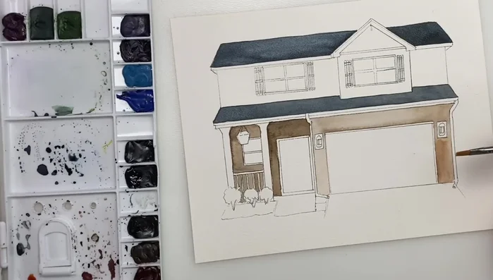 Adding a very light gray wash to the garage.