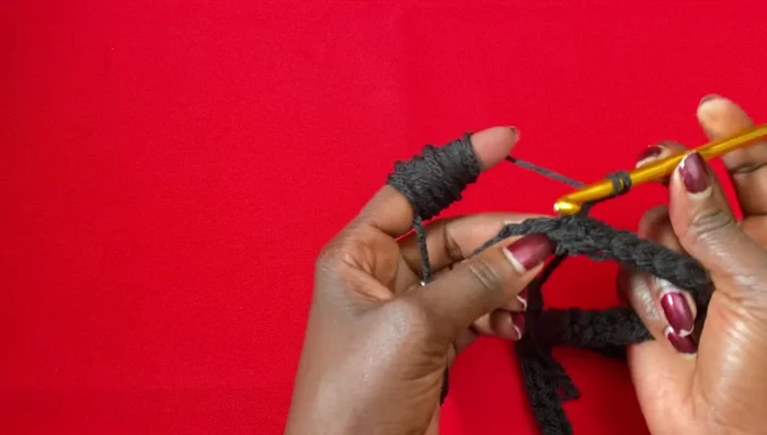 Repeat step 4 and 5 on the other half of the row to create another corner and complete the row.