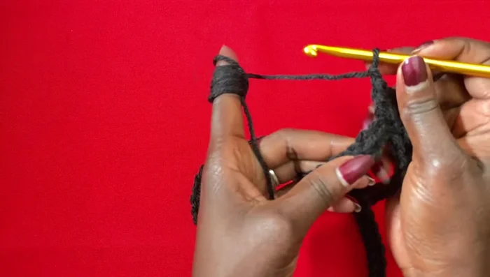 Repeat step 4 and 5 on the other half of the row to create another corner and complete the row.