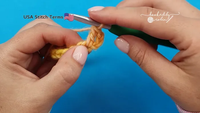 Work four more double crochets into the same chain as step 4.