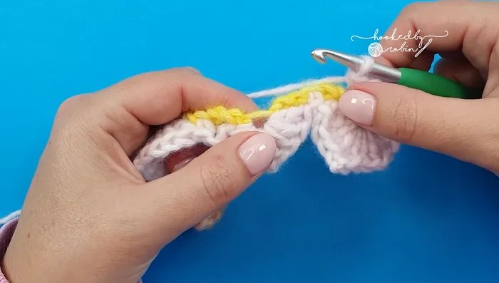 Slip stitch to join at the end of the row.