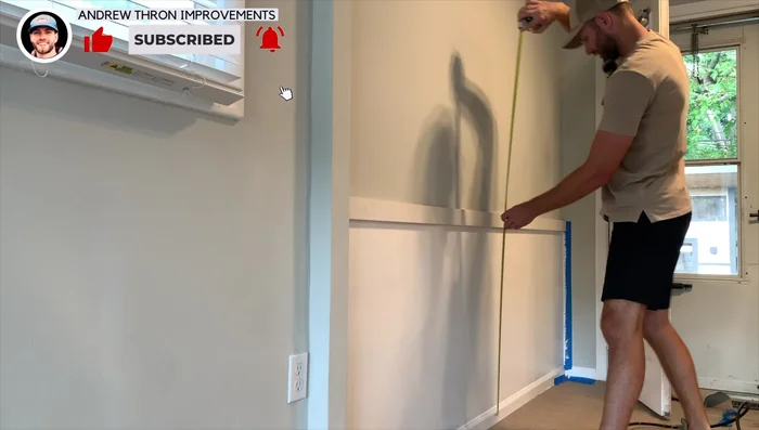 Measure and cut vertical board and batten pieces, accounting for potential floor warping. 