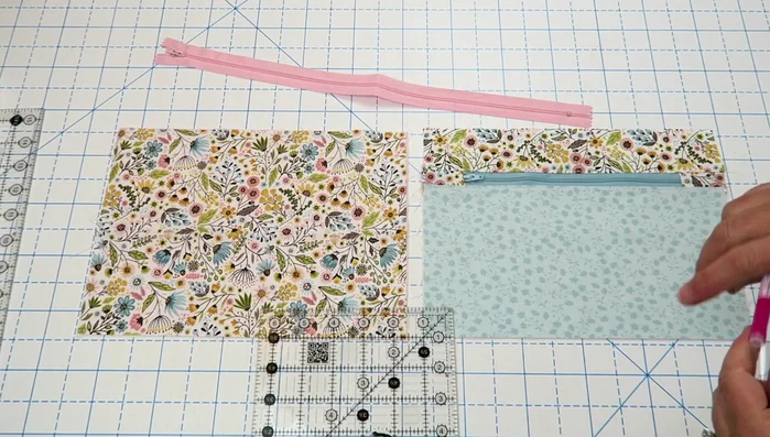 Trim corners of all fabric pieces (3/4 inch).